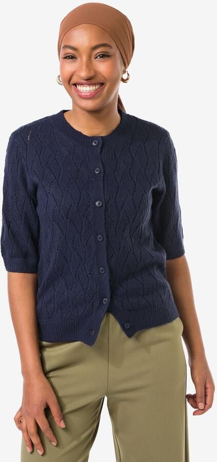 HEMA Damesvest Golda Ajour Donkerblauw (donkerblauw) - Foto 2