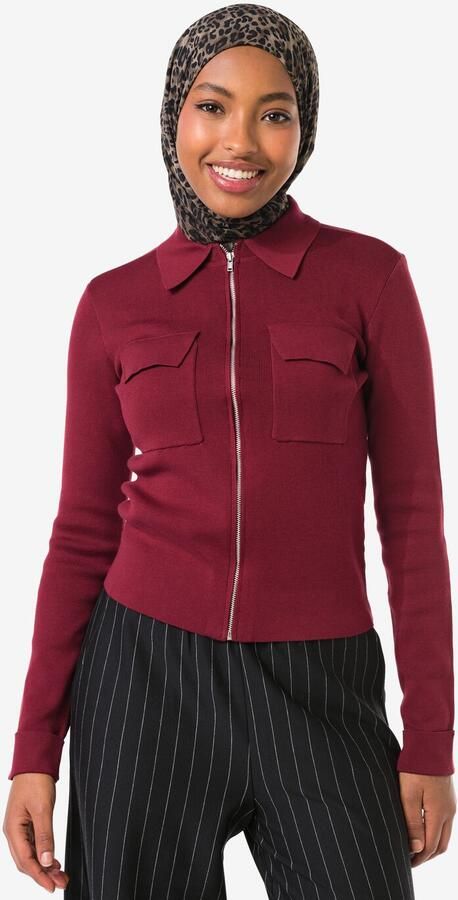 HEMA Damesvest Ivory Bordeauxrood (bordeauxrood) - Foto 2