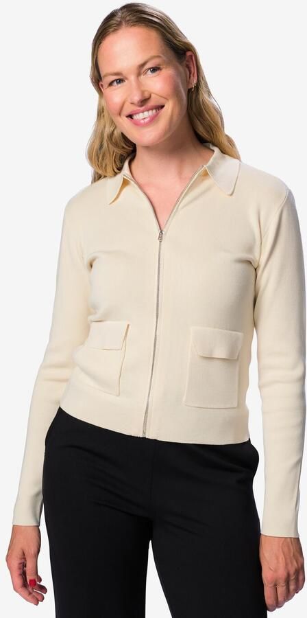 HEMA Damesvest Ivory Gebreid Gebroken Wit (gebroken wit)