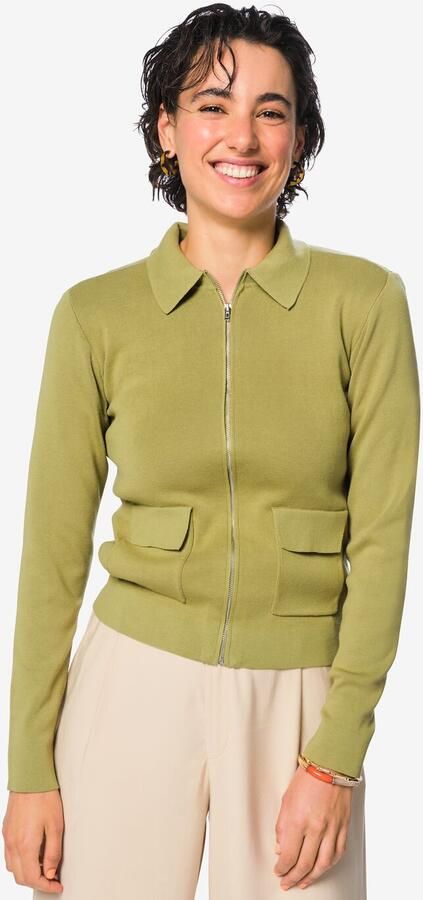 HEMA Damesvest Ivory Gebreid Groen (groen)