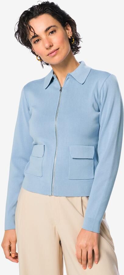 HEMA Damesvest Ivory Gebreid Lichtblauw (lichtblauw)