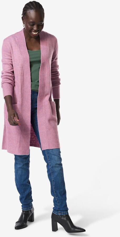 HEMA Damesvest Lana Fijngebreid Paars (paars)