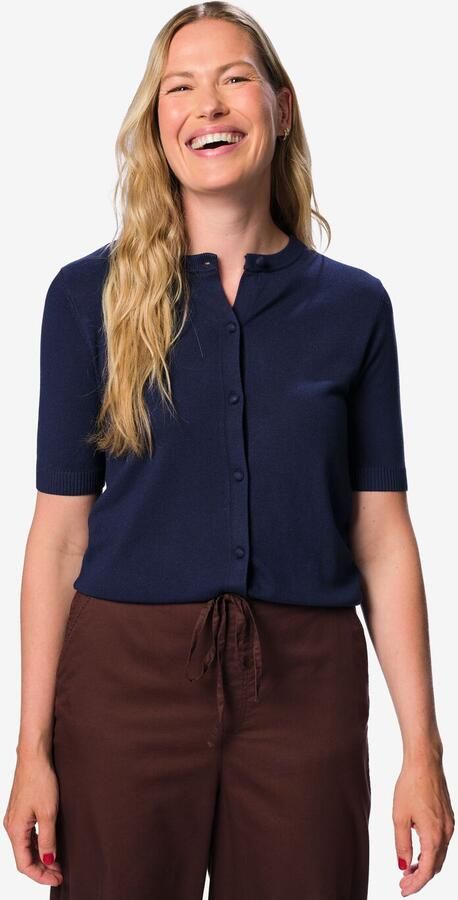 HEMA Damesvest Lila Gebreid Donkerblauw (donkerblauw)