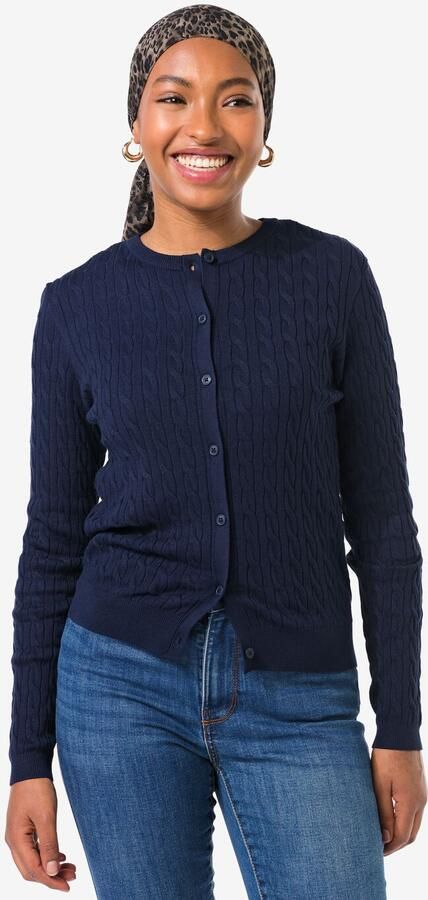 HEMA Damesvest Louisa Kabel Donkerblauw (donkerblauw) - Foto 2