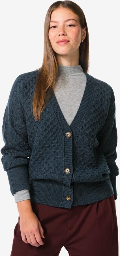 HEMA Damesvest Viola Structuur Blauw (blauw) - Foto 2