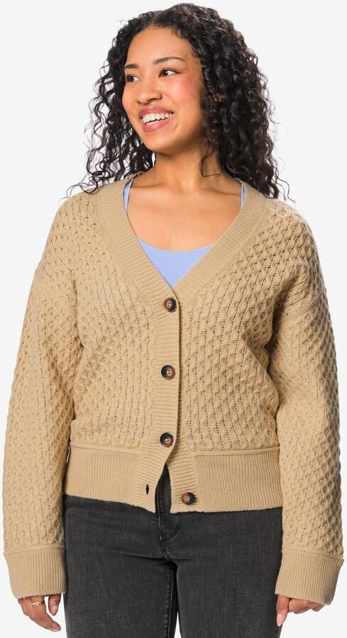 HEMA Damesvest Zelda Grofgebreid Beige