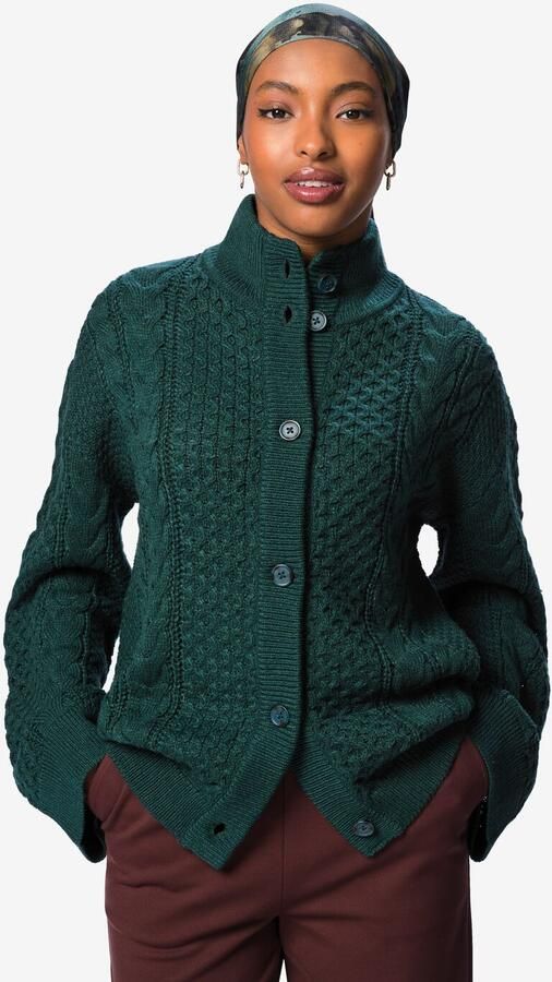 HEMA Damesvest Zelda Kabel Grofgebreid Zeegroen