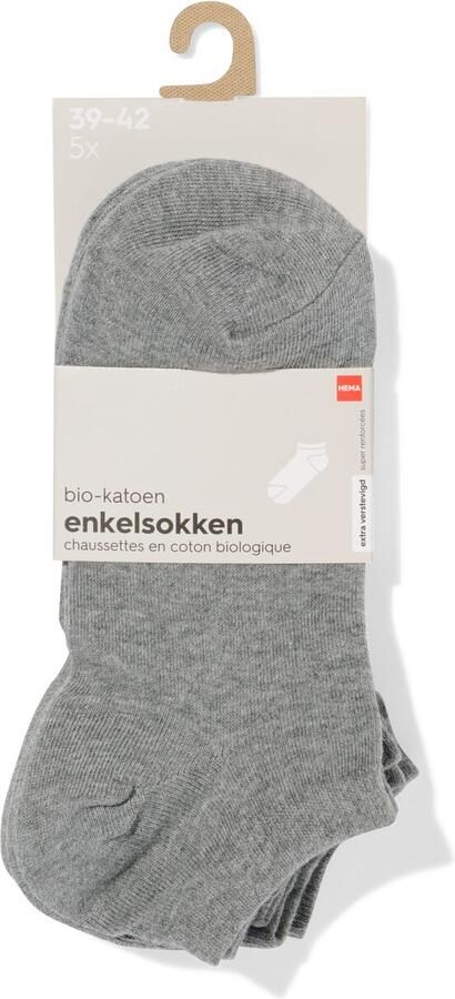 HEMA Heren Enkelsokken 5 Paar Grijs