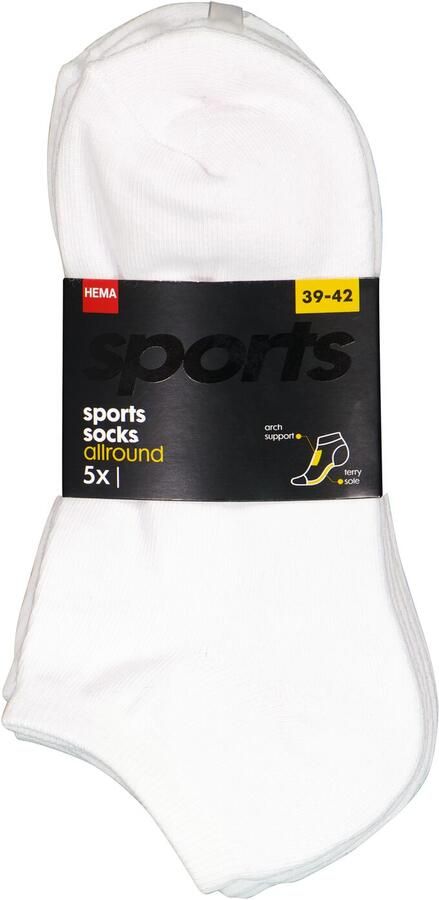 HEMA Heren Enkelsokken Sport 5 Paar Wit (wit)