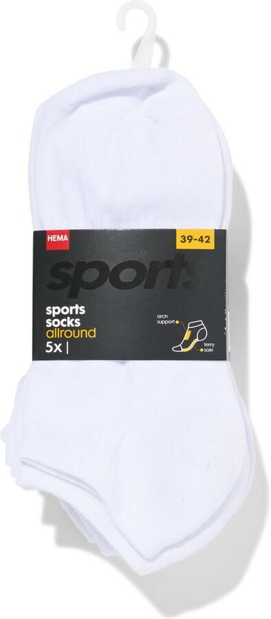 HEMA Heren Enkelsokken Sport 5 Paar Wit (wit)