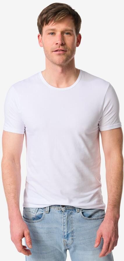HEMA Heren Ondershirt Slim Fit O-hals Naadloos 2 Stuks Wit - Foto 2
