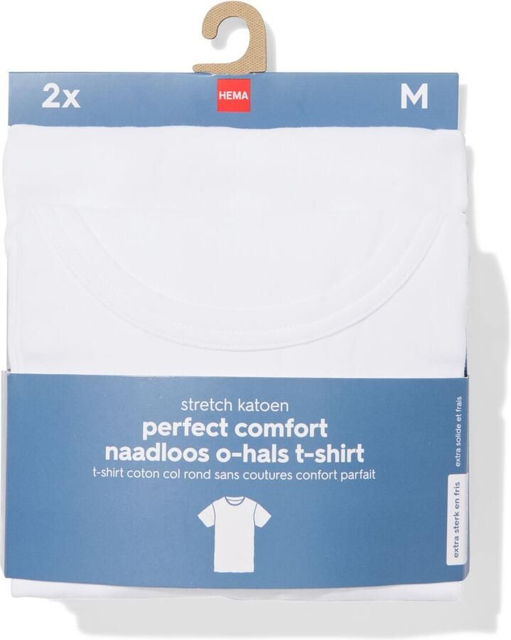 HEMA Heren Ondershirt Slim Fit O-hals Naadloos 2 Stuks Wit - Foto 3