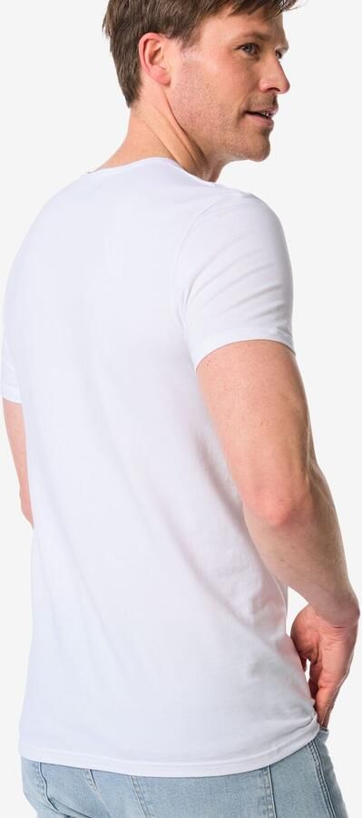 HEMA Heren Ondershirt Slim Fit O-hals Naadloos 2 Stuks Wit - Foto 2