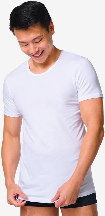 HEMA Heren Ondershirt Slim Fit O-hals Naadloos 2 Stuks Wit (wit) - Foto 3