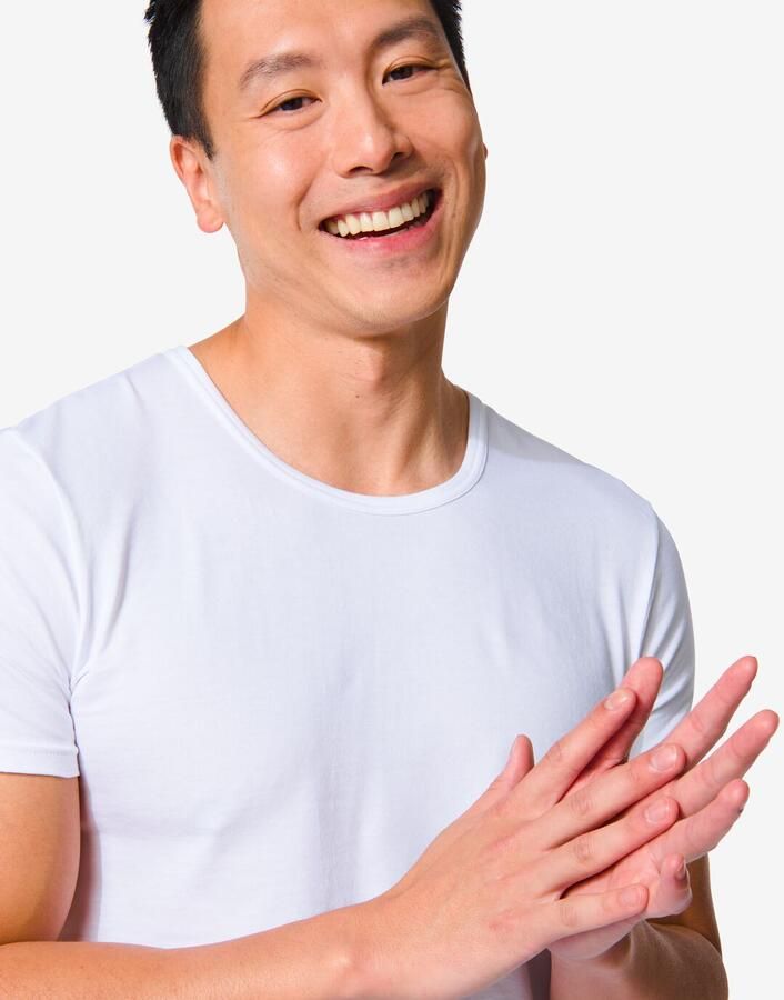 HEMA Heren Ondershirt Slim Fit O-hals Naadloos 2 Stuks Wit (wit) - Foto 2