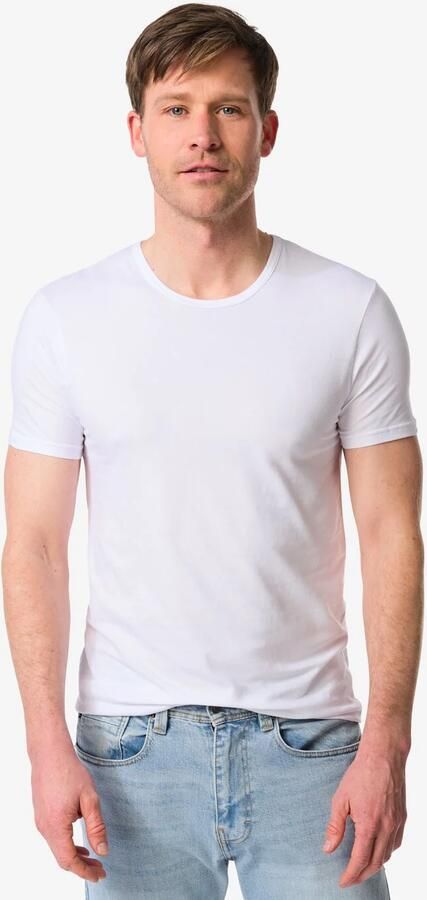 HEMA Heren Ondershirt Slim Fit O-hals Naadloos 2 Stuks Wit (wit) - Foto 2