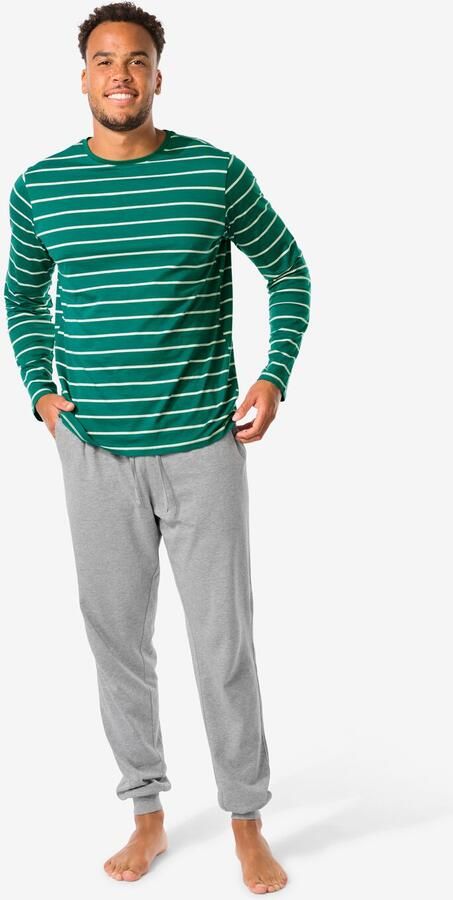 HEMA Heren Pyjama Strepen Donkergroen (donkergroen)