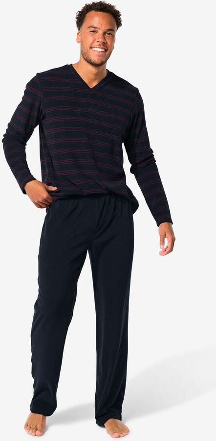 HEMA Heren Pyjama Terry Strepen Donkerblauw (donkerblauw) - Foto 2