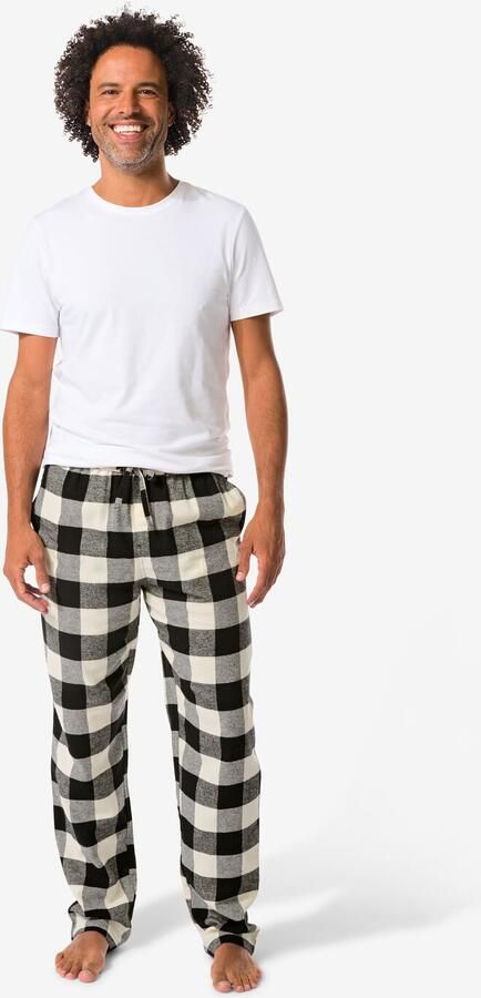 HEMA Heren Pyjamabroek Flanel Ruiten Zwart (zwart) - Foto 2