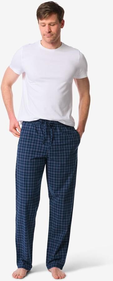 HEMA Heren Pyjamabroek Regular Fit Ruit Donkerblauw (donkerblauw)