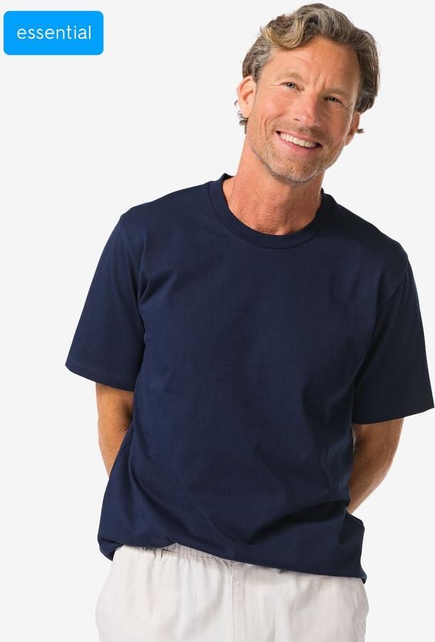 HEMA Heren T-shirt Elias Relaxed Fit Donkerblauw (donkerblauw) - Foto 2
