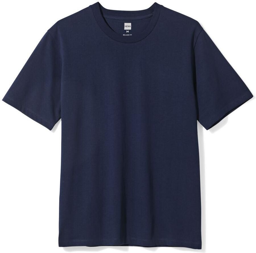 HEMA Heren T-shirt Elias Relaxed Fit Donkerblauw (donkerblauw)