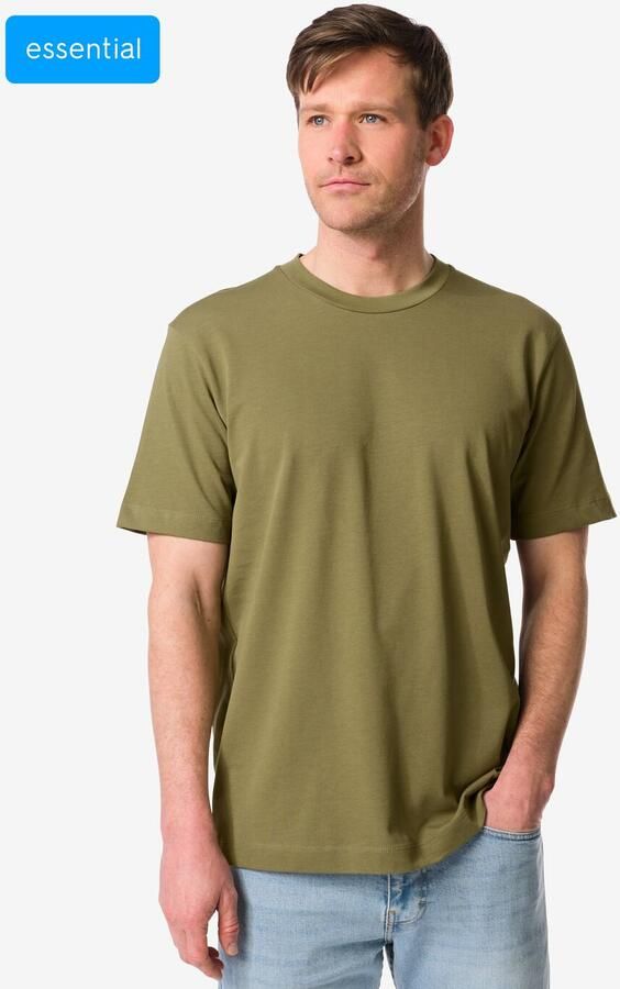 HEMA Heren T-shirt Elias Relaxed Fit Middengroen (middengroen)