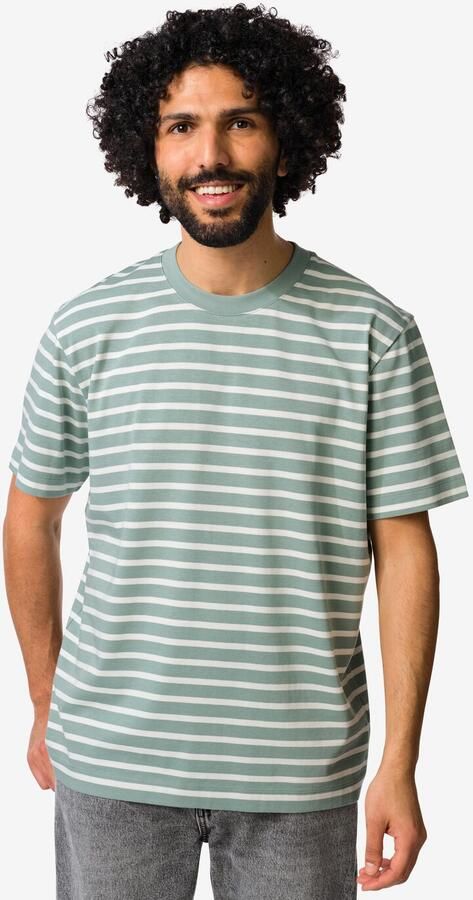 HEMA Heren T-shirt Elias Relaxed Fit Strepen Lichtgroen (lichtgroen) - Foto 2
