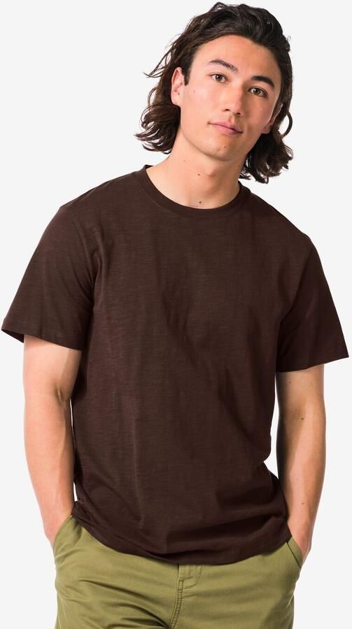 HEMA Heren T-shirt Jaap Slub Bruin (bruin)