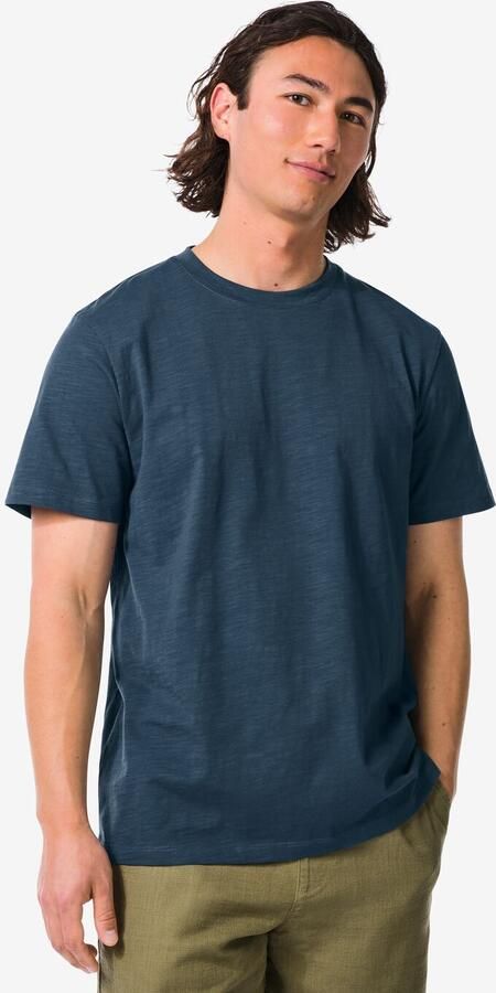 HEMA Heren T-shirt Jaap Slub Donkerblauw (donkerblauw) - Foto 2