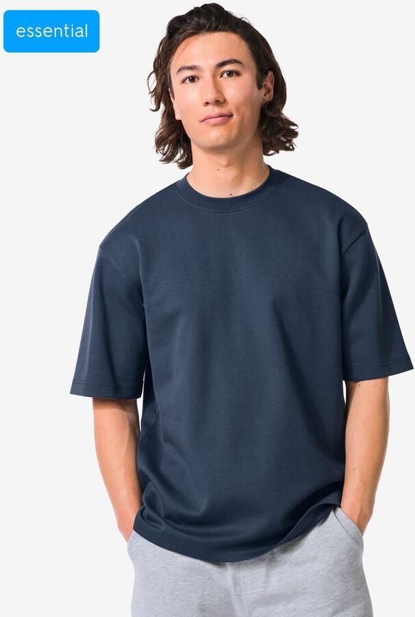 HEMA Heren T-shirt Job Oversized Fit Donkerblauw (donkerblauw) - Foto 2