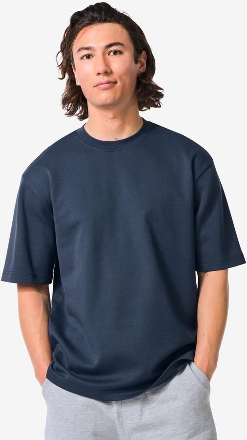 HEMA Heren T-shirt Job Oversized Fit Donkerblauw (donkerblauw)