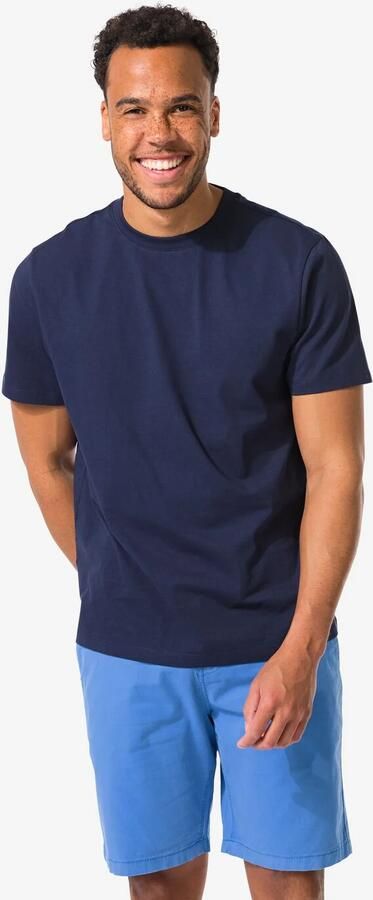 HEMA Heren T-shirt Regular Fit Donkerblauw (donkerblauw)