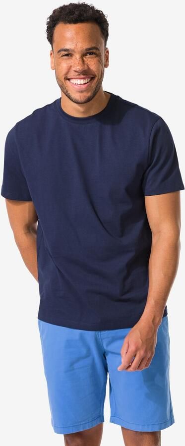 HEMA Heren T-shirt Regular Fit Donkerblauw (donkerblauw)