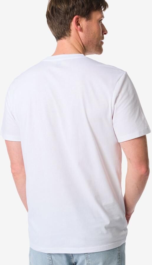 HEMA Heren T-shirt Regular Fit O-hals 2 Stuks Wit - Foto 2