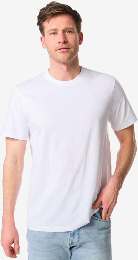 HEMA Heren T-shirt Regular Fit O-hals 2 Stuks Wit