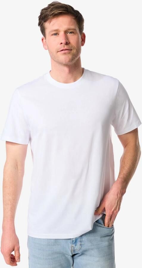 HEMA Heren T-shirt Regular Fit O-hals 2 Stuks Wit