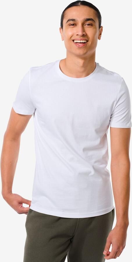HEMA Heren T-shirt Regular Fit O-hals 2 Stuks Wit (wit) - Foto 2