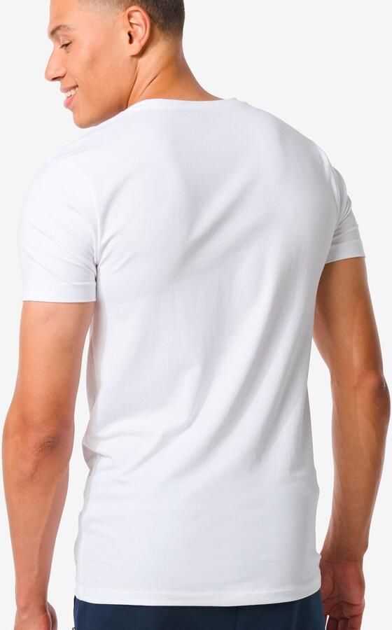 HEMA Heren T-shirt Slim Fit V-hals Wit (wit)