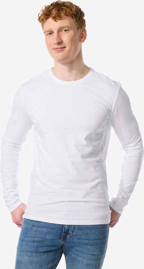 HEMA Heren T-shirt Slim Fit Wit (wit) - Foto 2