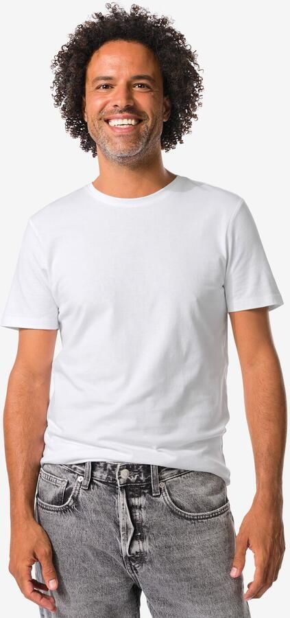 HEMA Heren T-shirts Slim Fit O-hals 2 Stuks Wit (wit) - Foto 2