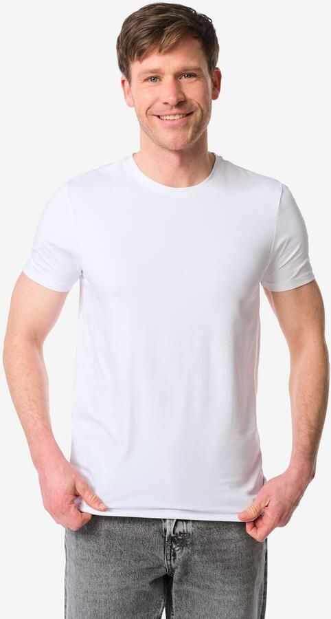 HEMA Heren T-shirts Slim Fit O-hals 2 Stuks Wit (wit) - Foto 3