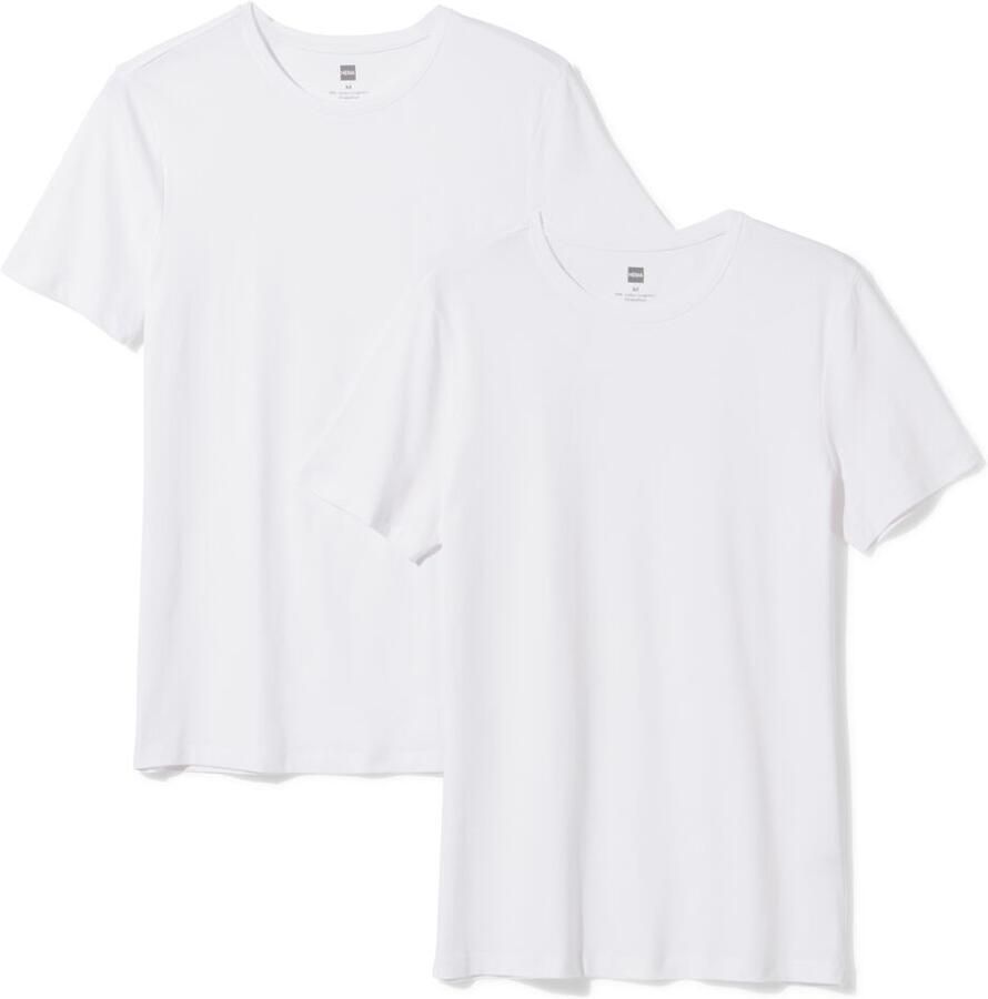 HEMA Heren T-shirts Slim Fit O-hals 2 Stuks Wit (wit)