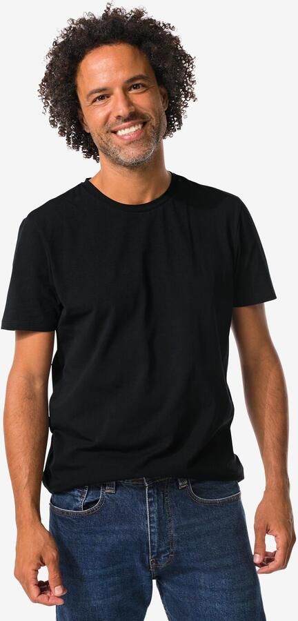 HEMA Heren T-shirts Slimfit O-hals 2 Stuks Zwart (zwart) - Foto 2