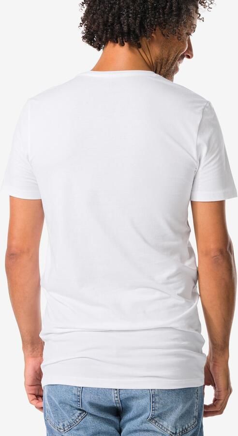 HEMA Heren T-shirts Slimfit O-hals Extra Lang 2 Stuks Wit (wit) - Foto 3