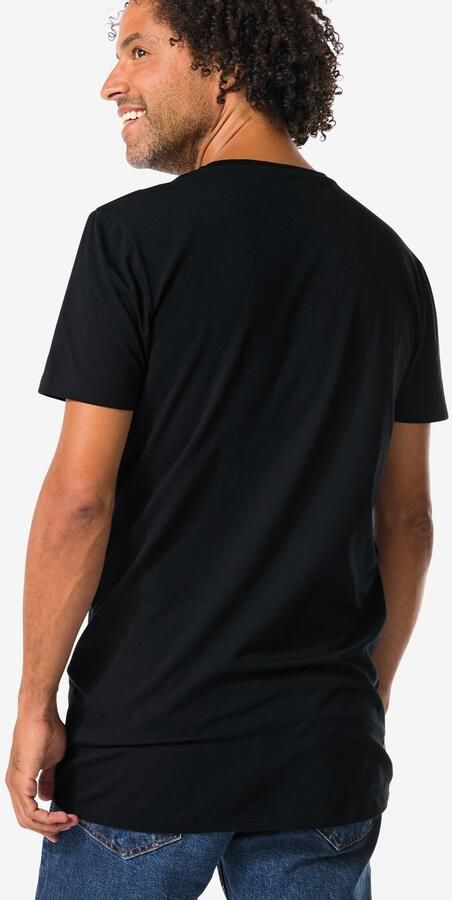 HEMA Heren T-shirts Slimfit O-hals Extra Lang 2 Stuks Zwart (zwart) - Foto 3