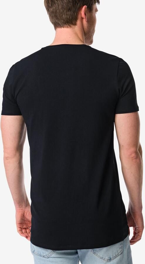 HEMA Heren T-shirts Slimfit V-hals Extra Lang 2 Stuks Zwart (zwart) - Foto 3