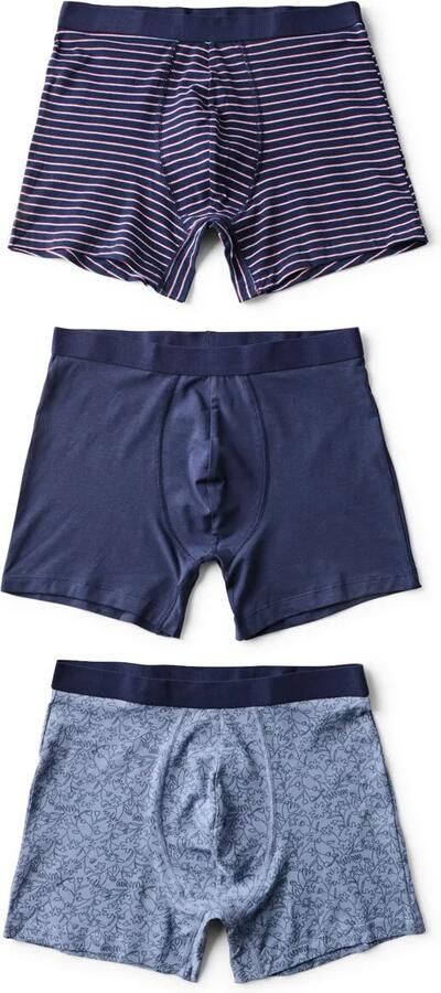 HEMA Herenboxer Bloemen 3 Stuks Blauw