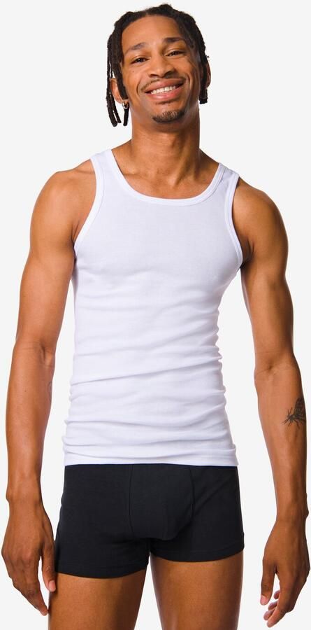 HEMA Herenhemden Rib 2 Stuks Wit (wit) - Foto 3