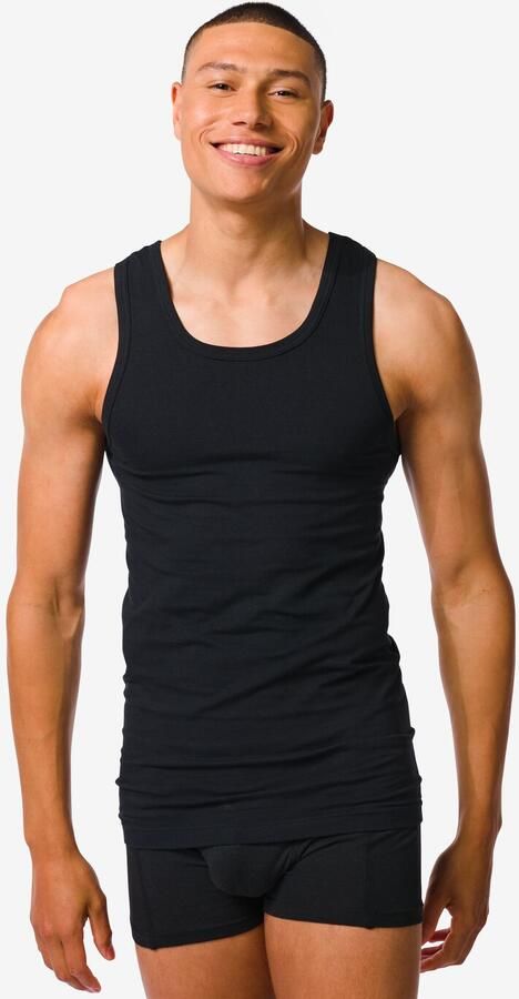 HEMA Herenhemden Perfect Comfort Naadloos 2 Stuks Zwart (zwart) - Foto 2